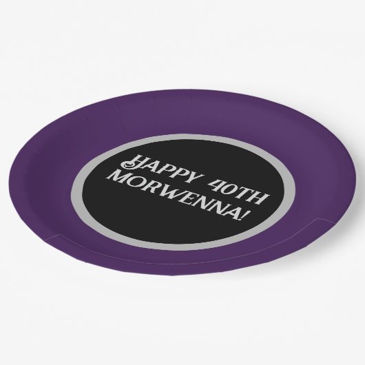 Schlichter Lila Dark Goth Pappteller (Schrägansicht)