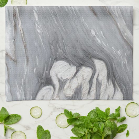 schlichter, minimalistisch weißer Marmor Geschirrtuch (Gefaltet)