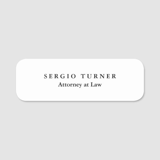 Schlichter Minimalistischer Beruflicher Rechtsanwa Namensschild (Vorderseite)