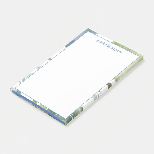 Schlichter Minimalistischer Name Floral Post-it Klebezettel (angewinkelt)