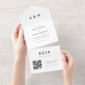Schlichter, Minimalistischer QR-Code All In One Einladung (Abreißen)