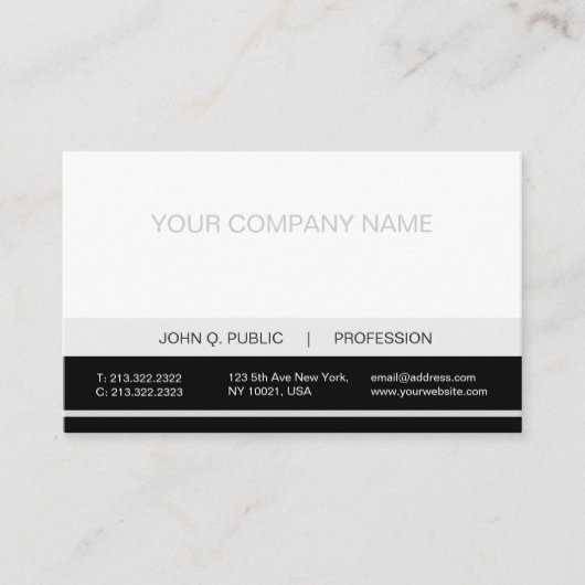 Schlichter moderner beruflicher Schwarz-weißer Visitenkarte (Vorderseite)