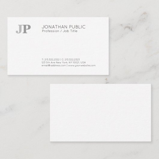 Schlichter moderner eleganter MonogrammChic Visitenkarte (Vorne/Hinten)