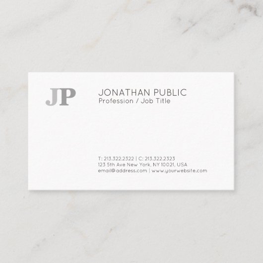 Schlichter moderner eleganter MonogrammChic Visitenkarte (Vorderseite)