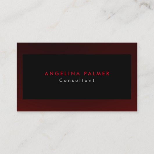 Schlichter, moderner, roter Grau-Hintergrund Origi Visitenkarte (Vorderseite)