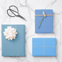 Schlichter Moonstone Little Maya Blue Shades 3 Ton Geschenkpapier Set