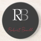 Schlichter Name der Mit Monogramm Schwarzen Schri Getränkeuntersetzer (Vorne)