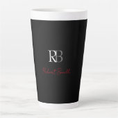 Schlichter Name der Mit Monogramm  Schwarzen Schri Milchtasse (Vorderseite)