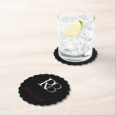 Schlichter Name der Mit Monogramm  Schwarzen Schri Untersetzer (Vor Ort)