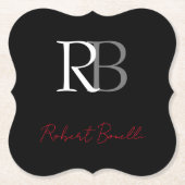 Schlichter Name der Mit Monogramm  Schwarzen Schri Untersetzer (Vorderseite)