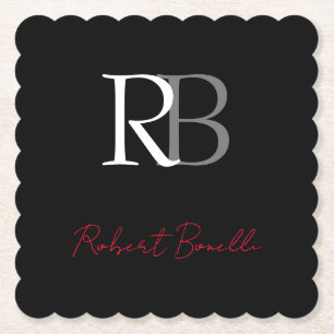 Schlichter Name der Mit Monogramm  Schwarzen Schri Untersetzer