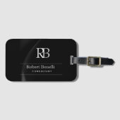 Schlichter Name für moderne graue Monogramm Gepäckanhänger (Vorderseite (Horizontal))