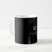 Schlichter Name für moderne graue Monogramm Kaffeetasse (Vorderseite Links)