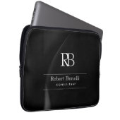 Schlichter Name für moderne graue Monogramm Laptopschutzhülle (Vorne Rechts)