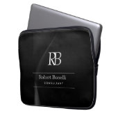 Schlichter Name für moderne graue Monogramm Laptopschutzhülle (Vorderseite Links)