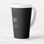 Schlichter Name für moderne graue Monogramm Milchtasse (Rechte Ecke)