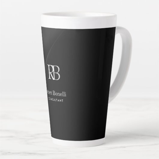 Schlichter Name für moderne graue Monogramm Milchtasse (Rechte Ecke)