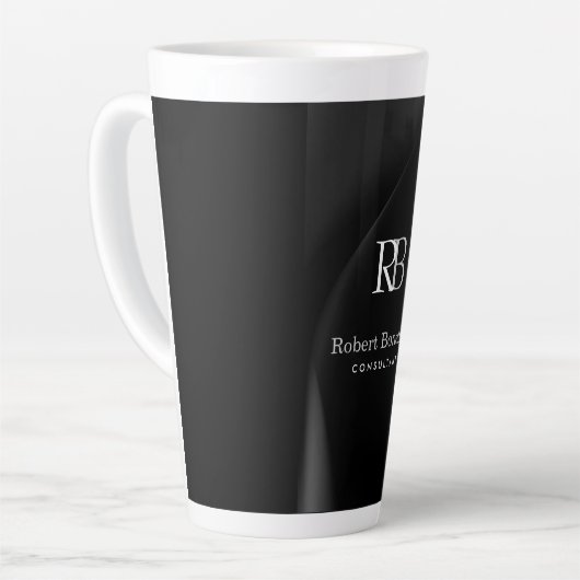 Schlichter Name für moderne graue Monogramm Milchtasse (Linke Ecke)