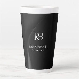 Schlichter Name für moderne graue Monogramm Milchtasse