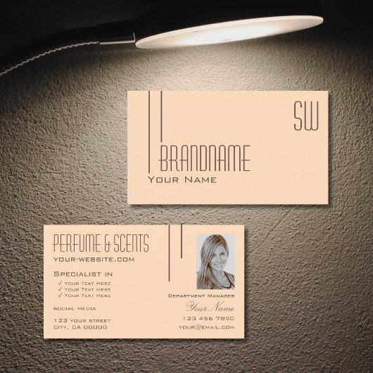 Schlichter Pasteteil mit Monogramm und Foto Modern Visitenkarte