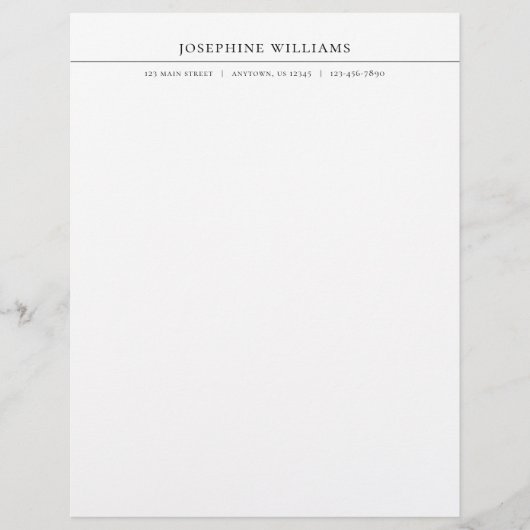 Schlichter Personalisierter Letterkopf Briefbogen (Vorderseite)