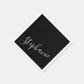 Schlichter Personalisierter Name Schwarzer Solid C Serviette (Ecke)