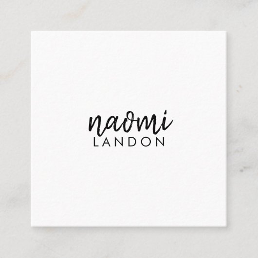 Schlichter Schwarz-weißer, moderner Platz, schlich Quadratische Visitenkarte (Vorderseite)