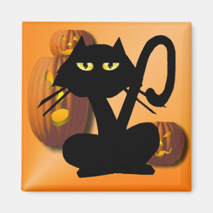 Schlichter schwarzer Kitty-Halloween-Magnet Magnet