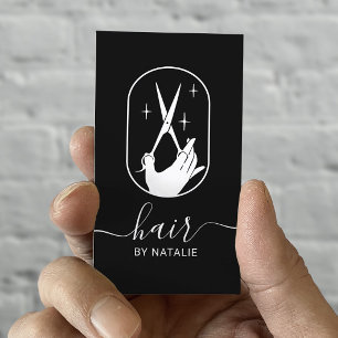 Schlichter Schwarzer Salon mit Friseur-Stylistensc Visitenkarte
