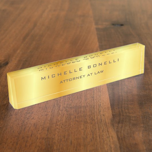 Schlichter Spezialgoldfarbener Hintergrundanwalt Namensplakette (Seite)