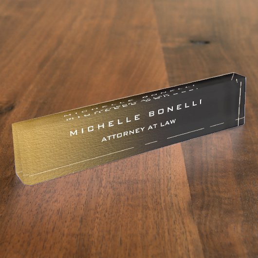 Schlichter Spezialgoldfarbener Hintergrundanwalt Namensplakette (Seite)