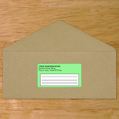 Schlichter Text, hellgrünes Firmensiegel