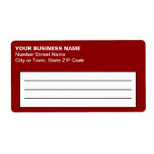 Schlichter Text - Red Business Shipping-Label (Vorne)