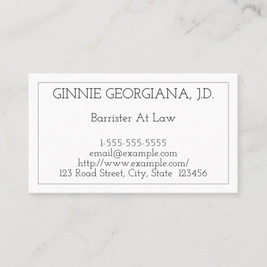 Schlichter und moderner Barrister für Anwaltskanzl Visitenkarte (Vorderseite)