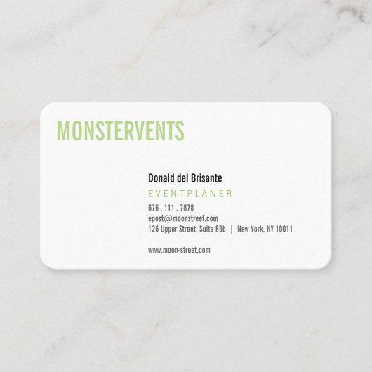 Schlichter Veranstaltungsplaner Visitenkarte (Vorderseite)