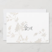 Schlichter weißer Glitzer mit Blumenmotiv Danke Einladung (Rückseite)