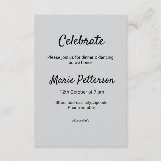 schlichter, weißer Schwarzer Klassiker Begleitkarte (Vorderseite)