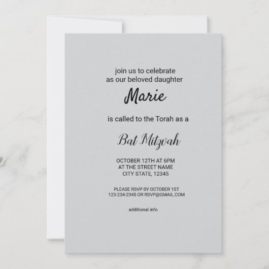 schlichter, weißer Schwarzer Klassiker Einladung (Vorderseite)