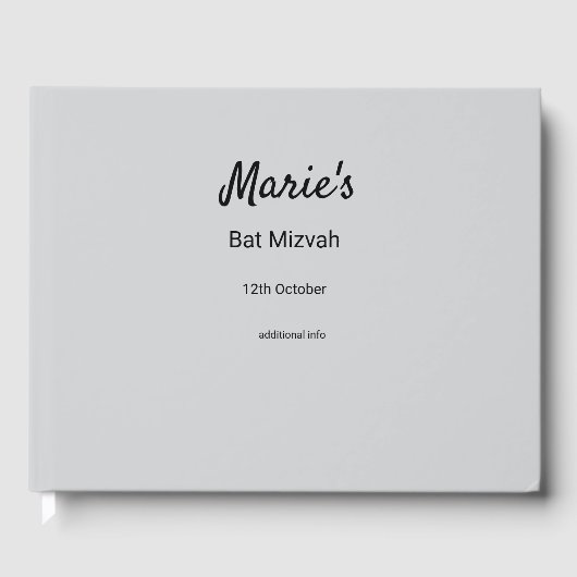 schlichter, weißer Schwarzer Klassiker Gästebuch (Vorderseite)