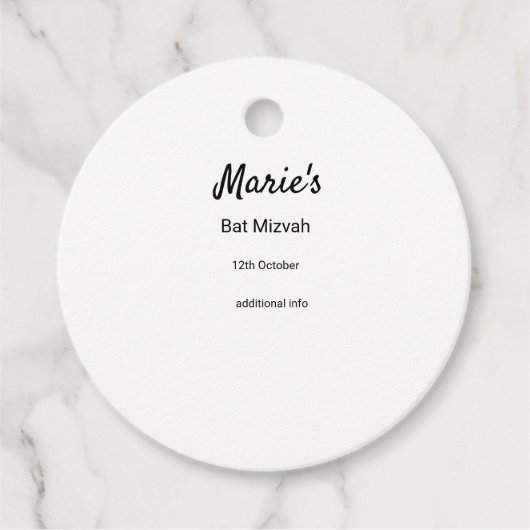 schlichter, weißer Schwarzer Klassiker Geschenkanhänger (Vorderseite)