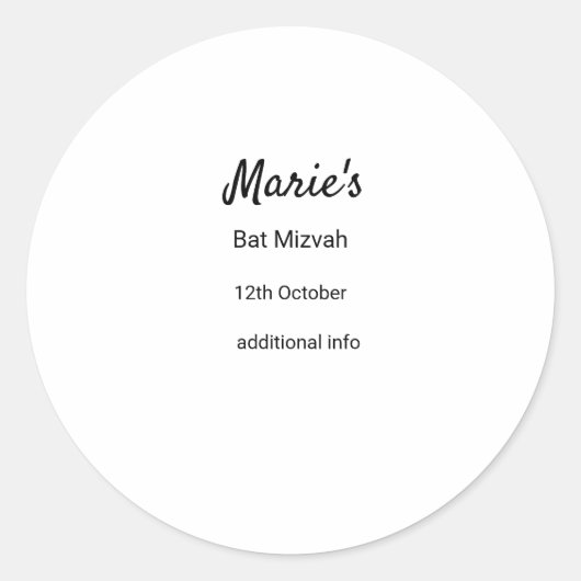 schlichter, weißer Schwarzer Klassiker Runder Aufkleber (Vorderseite)