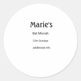 schlichter, weißer Schwarzer Klassiker Runder Aufkleber