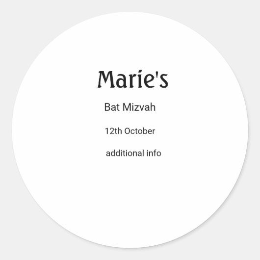 schlichter, weißer Schwarzer Klassiker Runder Aufkleber (Vorderseite)