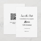 schlichter, weißer Schwarzer Klassiker Save The Date (Vorne/Hinten)