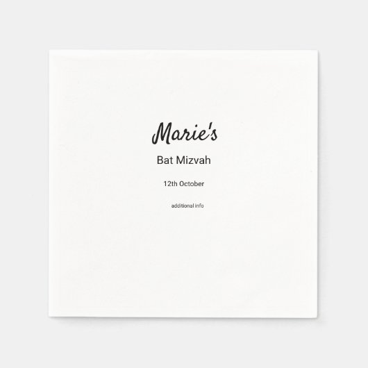 schlichter, weißer Schwarzer Klassiker Serviette (Vorderseite)