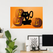 Schlichtes Black Kitty Halloween Poster (Heimbüro)