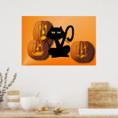 Schlichtes Black Kitty Halloween Poster (Küche)
