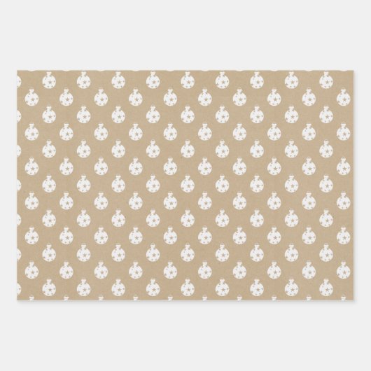 Schlichtes Braunpapier mit Weihnachtsdesigns Geschenkpapier Set (Vorderseite)