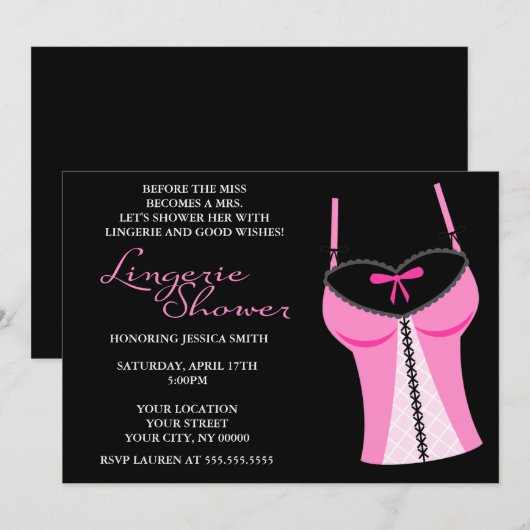 Schlichtes Brautparty Einladung (Vorne/Hinten)