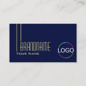 Schlichtes dunkles Indigo Blau mit Logo und Foto S Visitenkarte (Vorderseite)